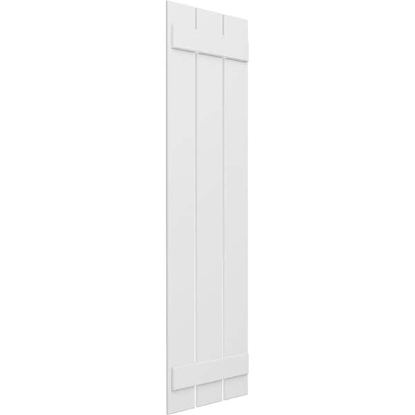 True Fit PVC Three Board Spaced Board-n-Batten Shutters, White , 17 1/8W X 79H